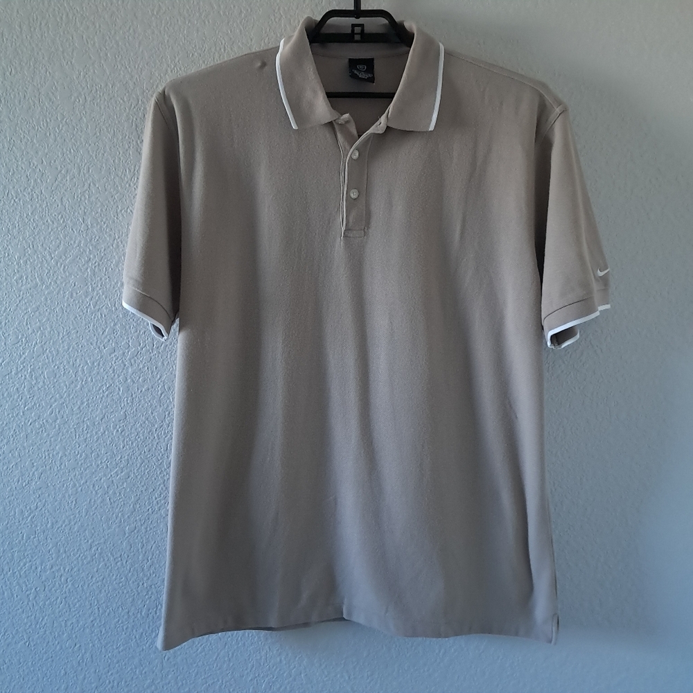 Nike Golf Polo Shirt Tan Size XL 100% Cotton Casual Sporty Athletic Preppy